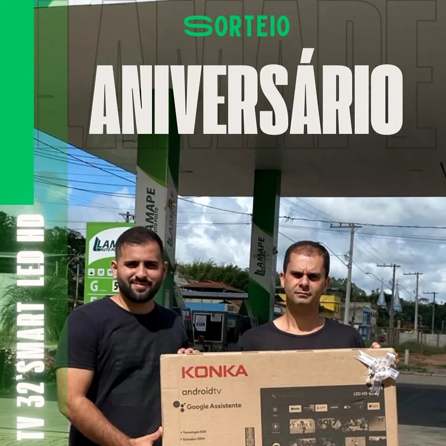Ganhador da TV no sorteio de aniversário do Auto Posto Lamape